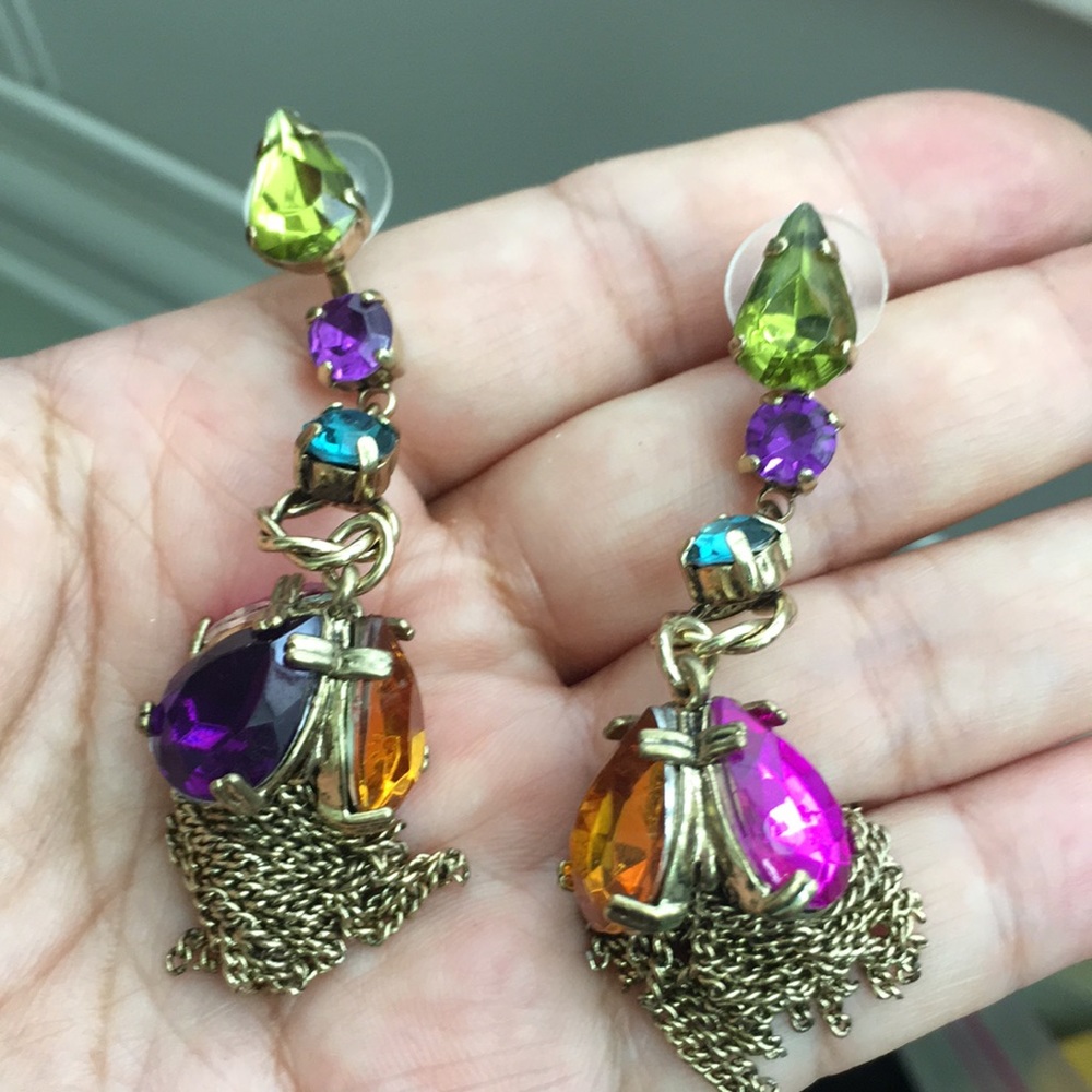 Multicolor Crystal Dangle Earrings - image 2